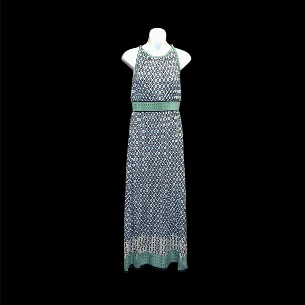 Max Studio, Elegant Green Patterned Maxi Dress, small